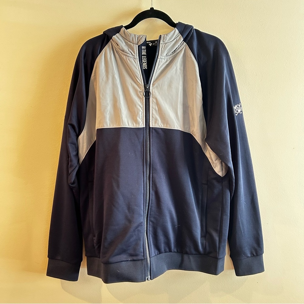 Men's The Legends Golf Course Navy and Gray Windbreaker Jacket, Size L